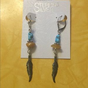 Turquoise , Amber & Sterling Earrings